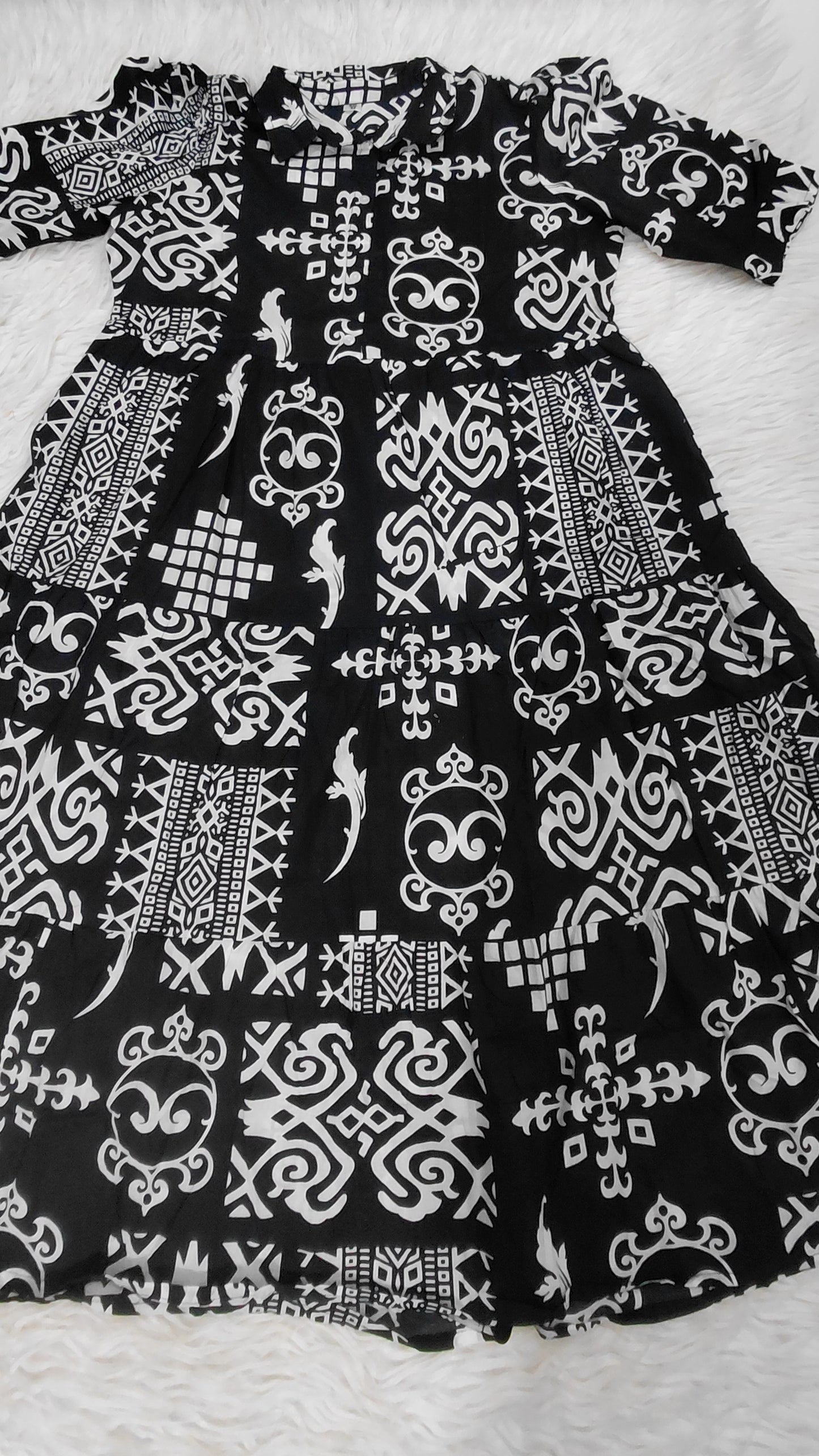 Casual Black Graphic Print Dress