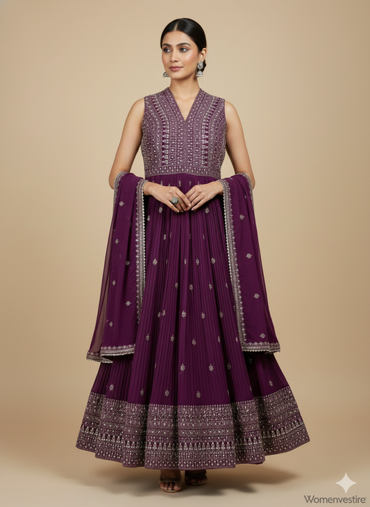 Elegant Mirror Work Anarkali Set