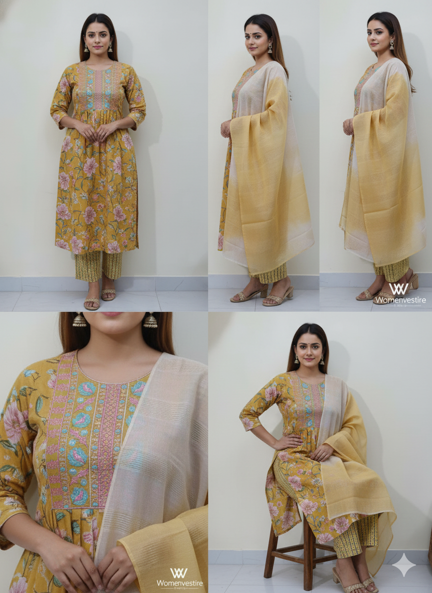 Elegant Printed Anarkali Suit Set 3 PCS