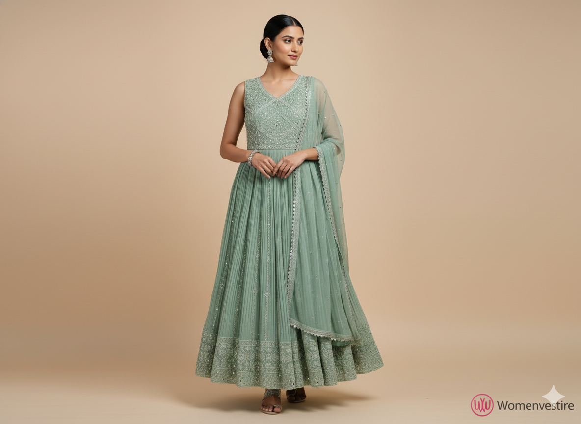 Elegant Embroidered Anarkali Set