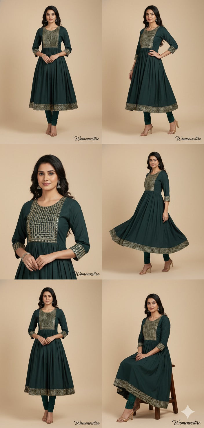 Graceful Green Anarkali Kurti (Copy)