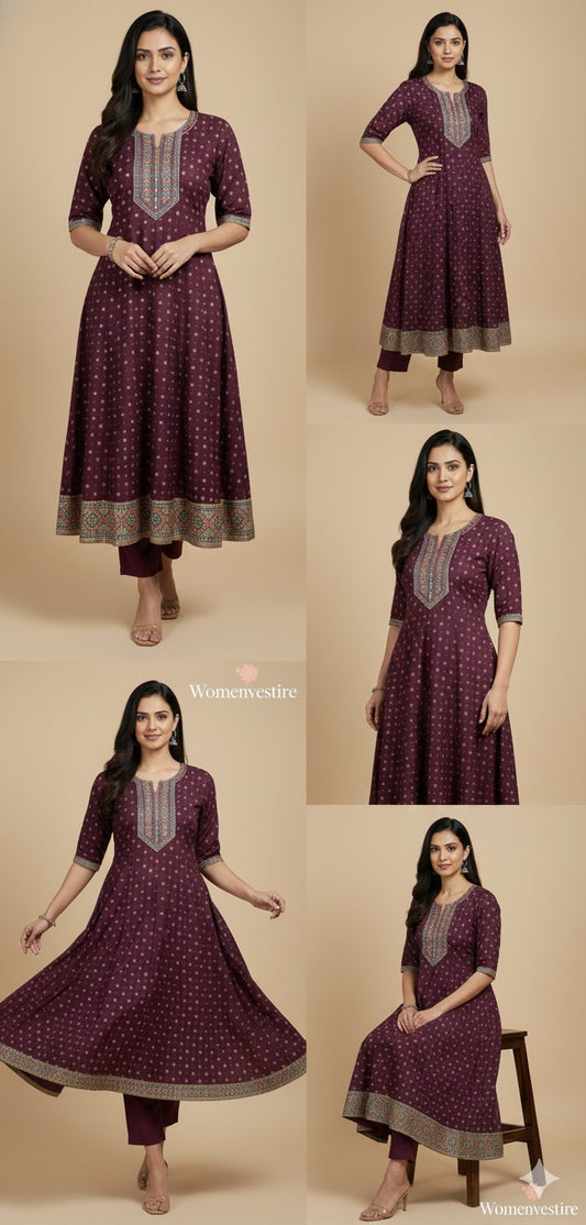 Elegant Purple Embroidered Dress