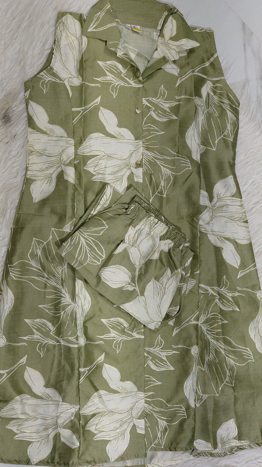 Casual Sleeveless Floral Lounge Set (Copy)