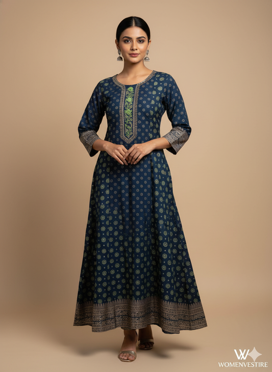 Royal Blue Printed Kurti