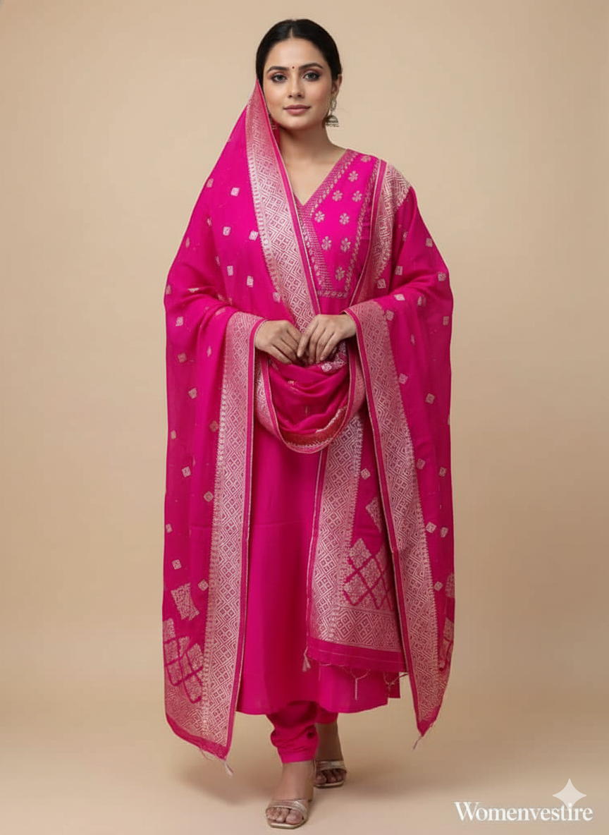 Elegant  Embroidered Suit Set ( 3 pcs)