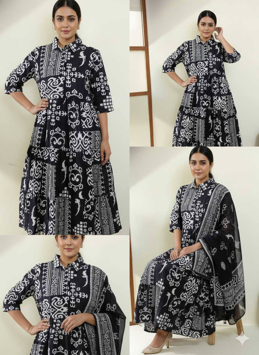 Casual Black Graphic Print Dress