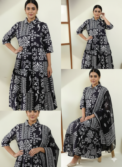 Casual Black Graphic Print Dress