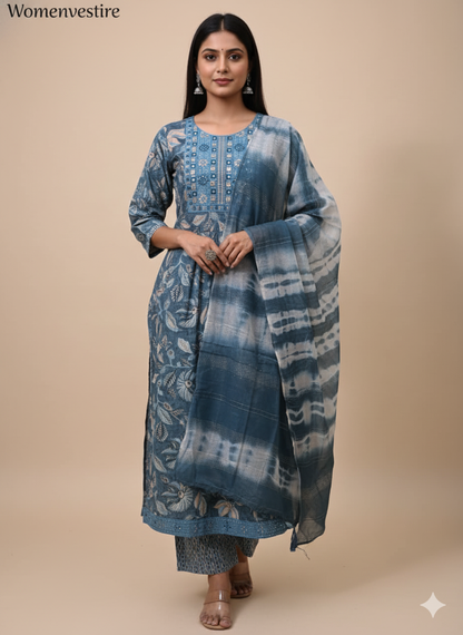 Elegant  Printed Anarkali Suit Set 3 PCS