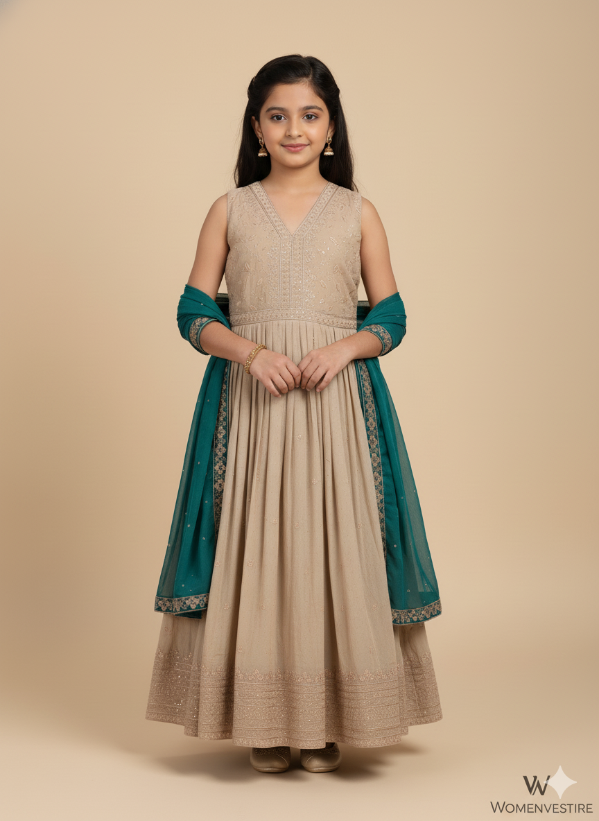 Elegant Kids Anarkali with  Dupatta