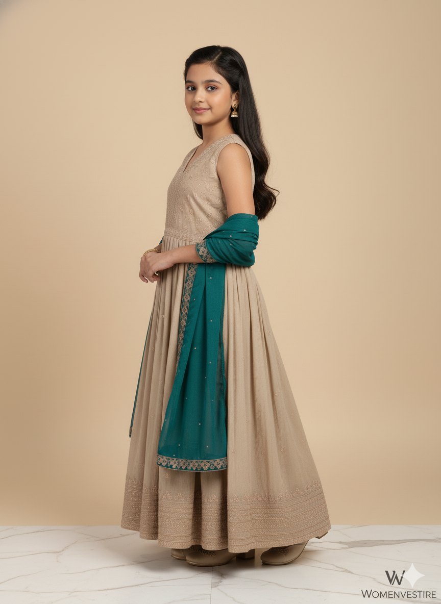 Elegant Kids Anarkali with  Dupatta