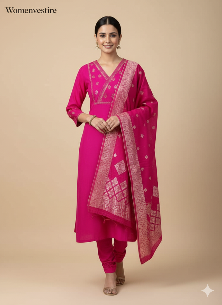 Graceful Embroidered Kurta Set ( 3PCS)