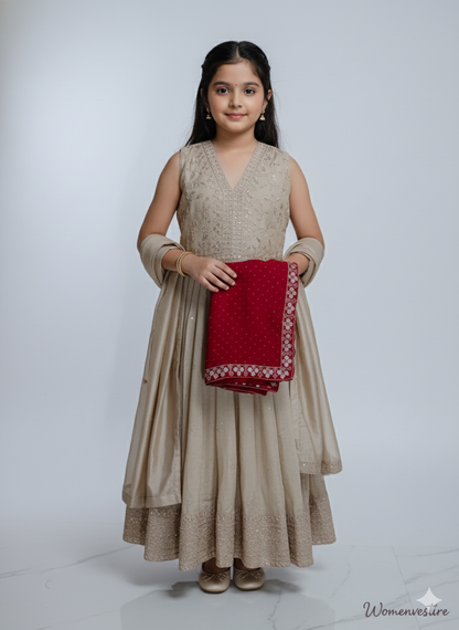 Elegant Kids Anarkali with  Dupatta
