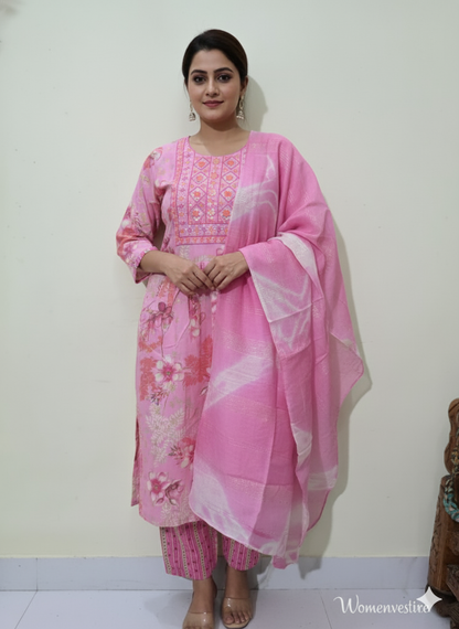 Elegant  Printed Anarkali Suit Set 3 PCS