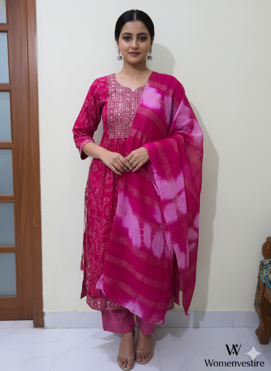 Elegant  Printed Anarkali Suit Set 3 PCS