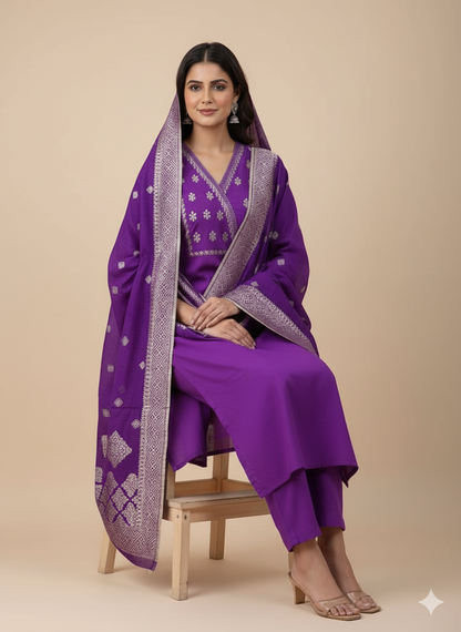 Elegant  Embroidered Suit Set ( 3 pcs)