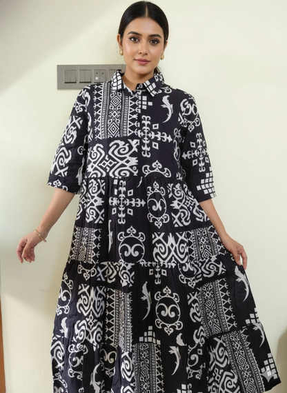 Casual Black Graphic Print Dress