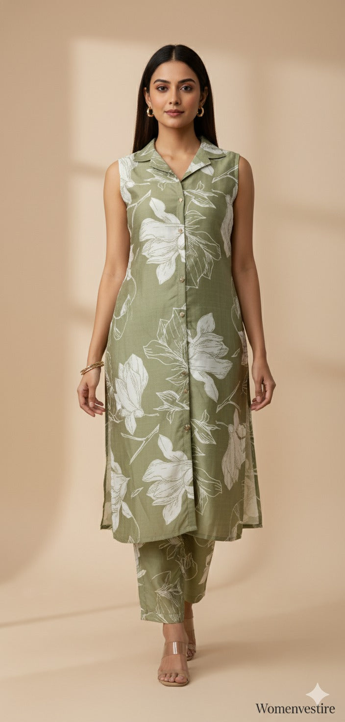 Casual Sleeveless Floral Lounge Set (Copy)