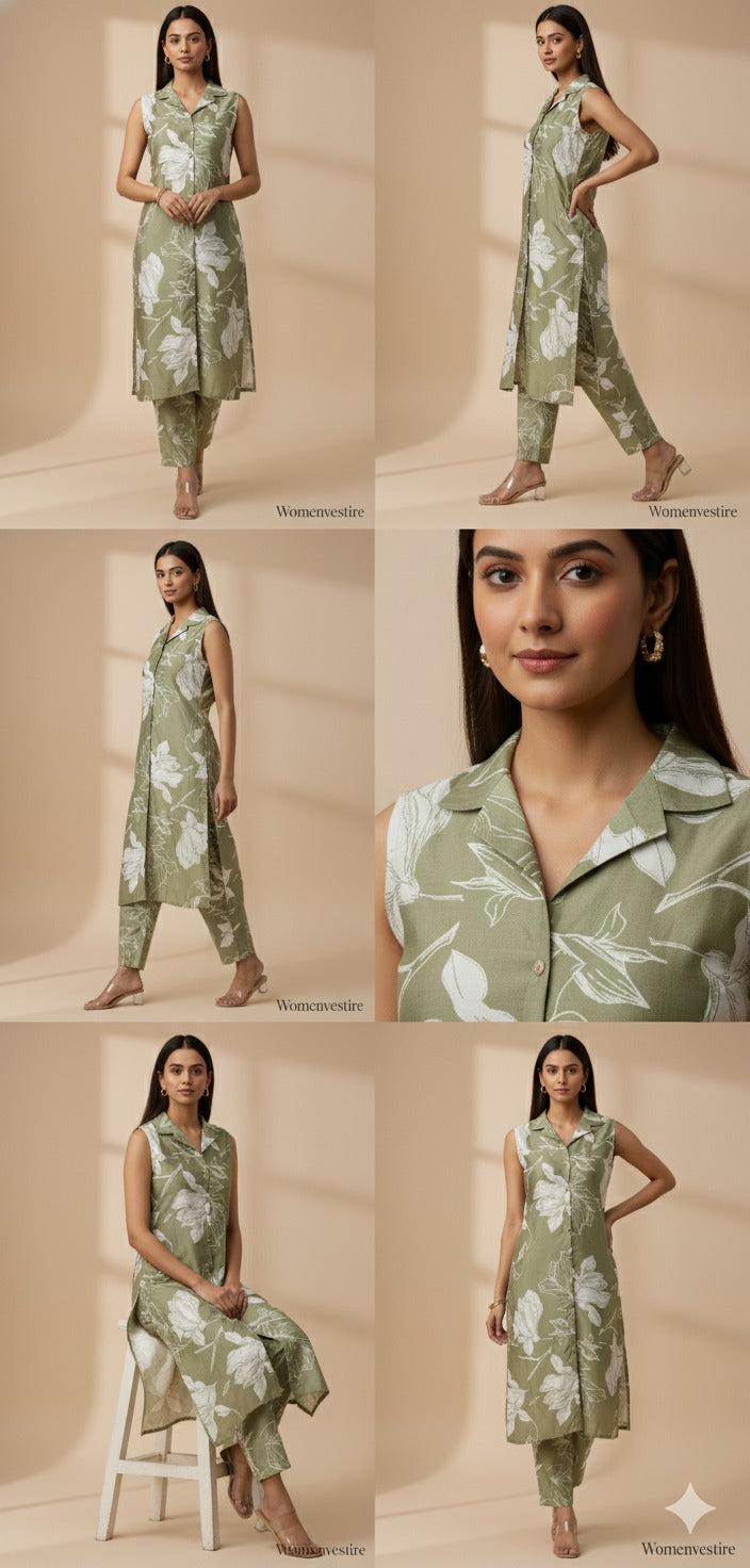 Casual Sleeveless Floral Lounge Set (Copy)