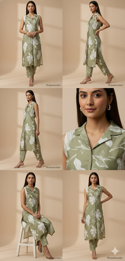 Casual Sleeveless Floral Lounge Set (Copy)
