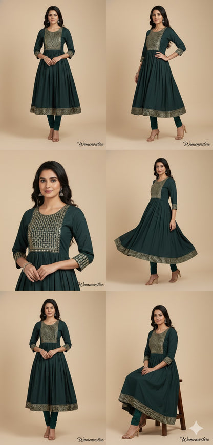 Graceful Green Anarkali Kurti (Copy)