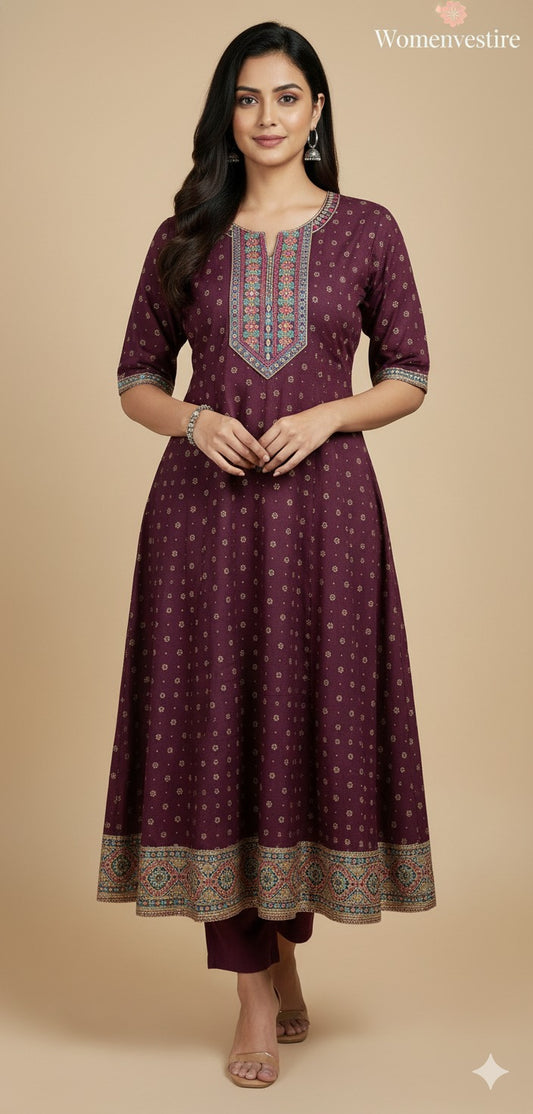 Elegant Purple Embroidered Dress