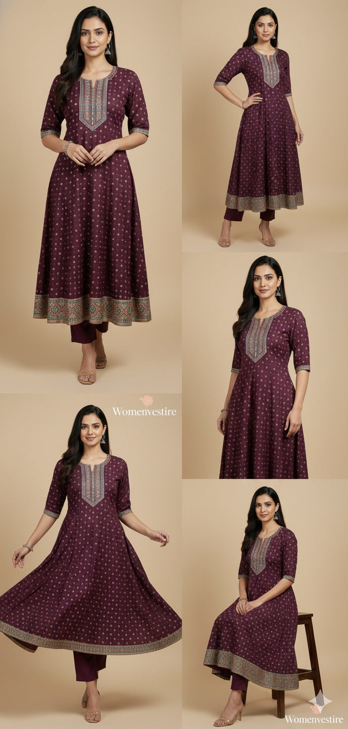 Elegant Purple Embroidered Dress