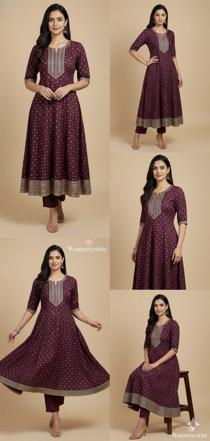 Elegant Purple Embroidered Dress